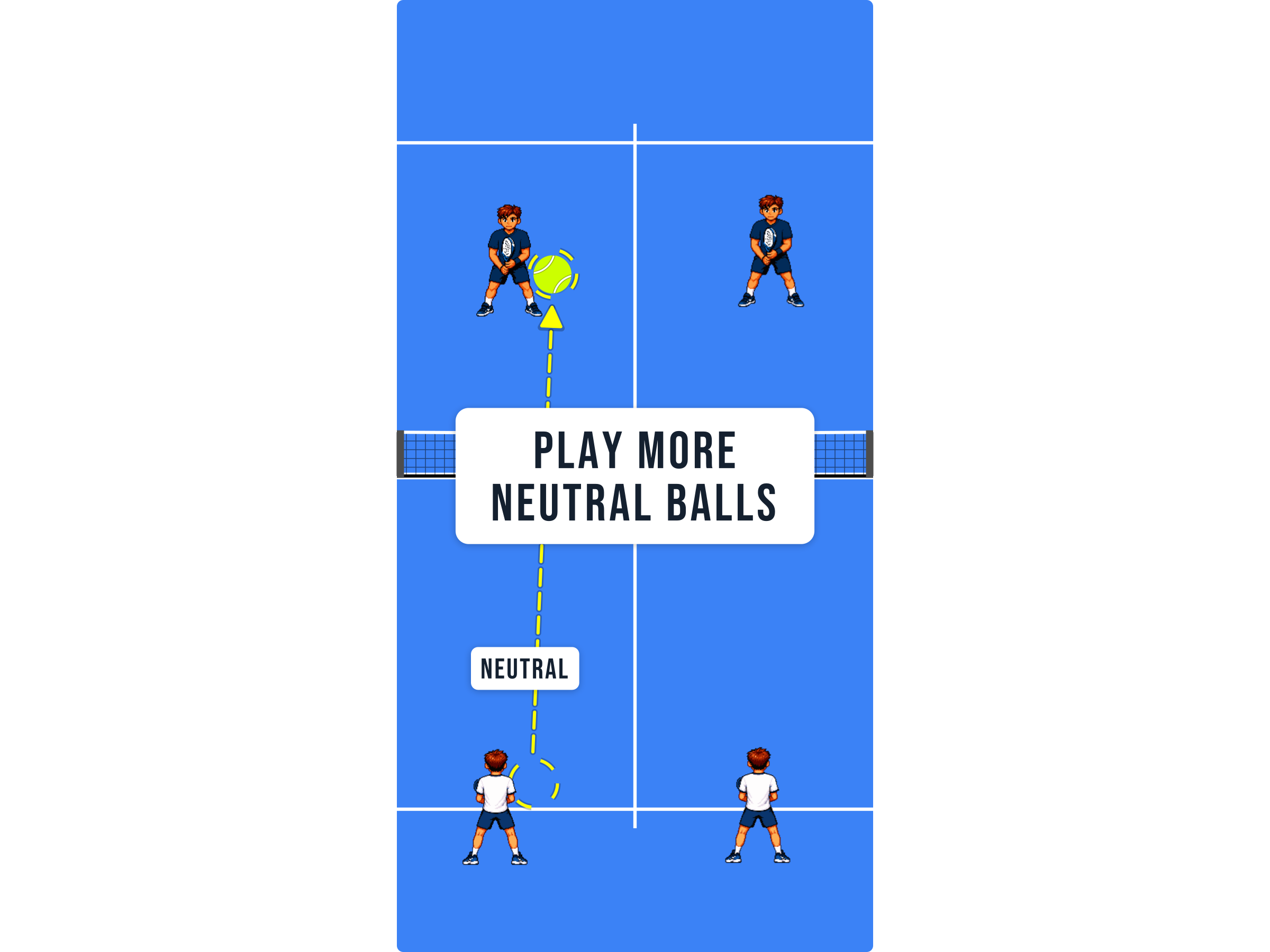 Padel court diagram showing a neutral ball being played in a rally