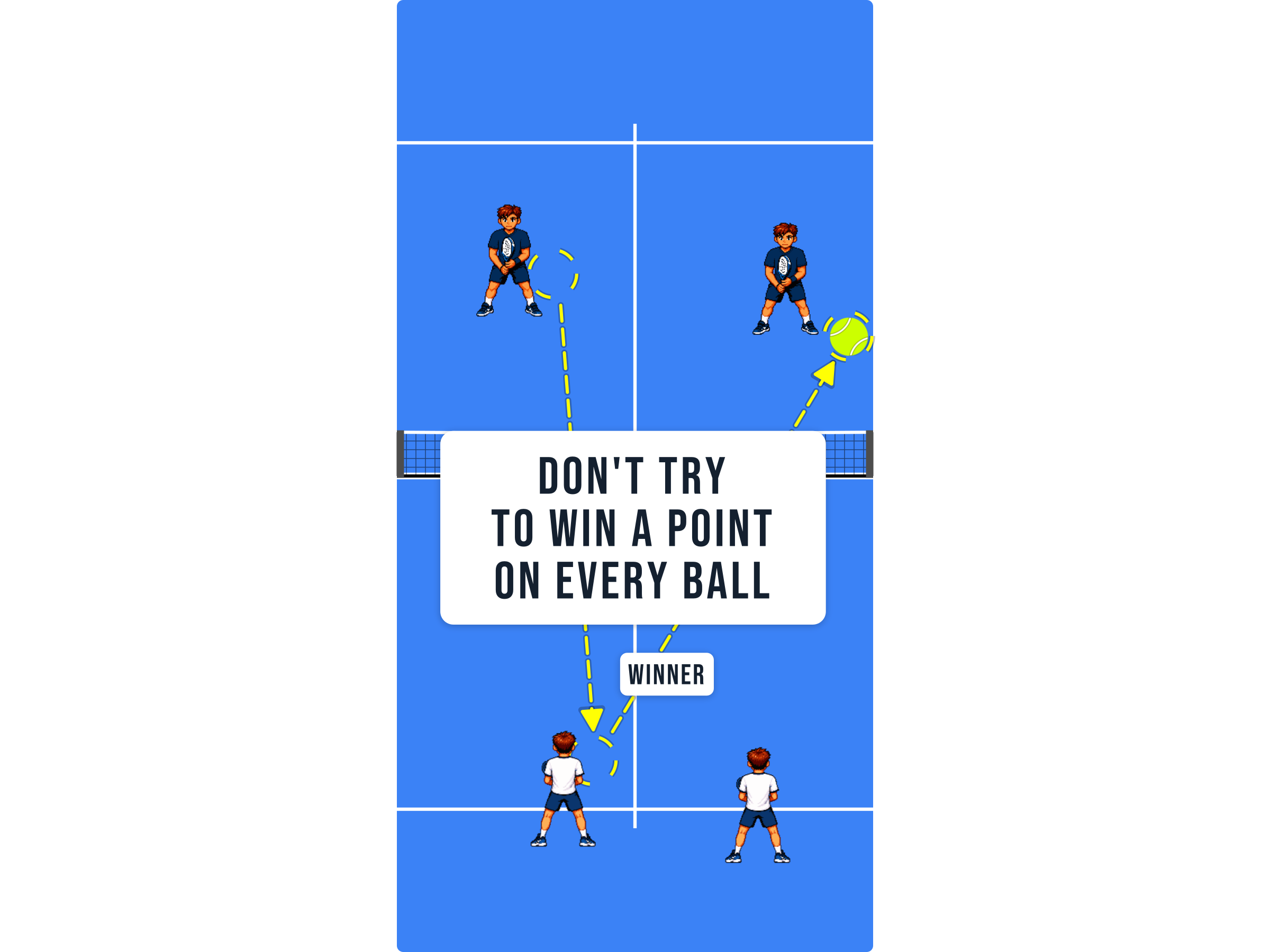Padel court diagram showing an attempted winner from a poor position