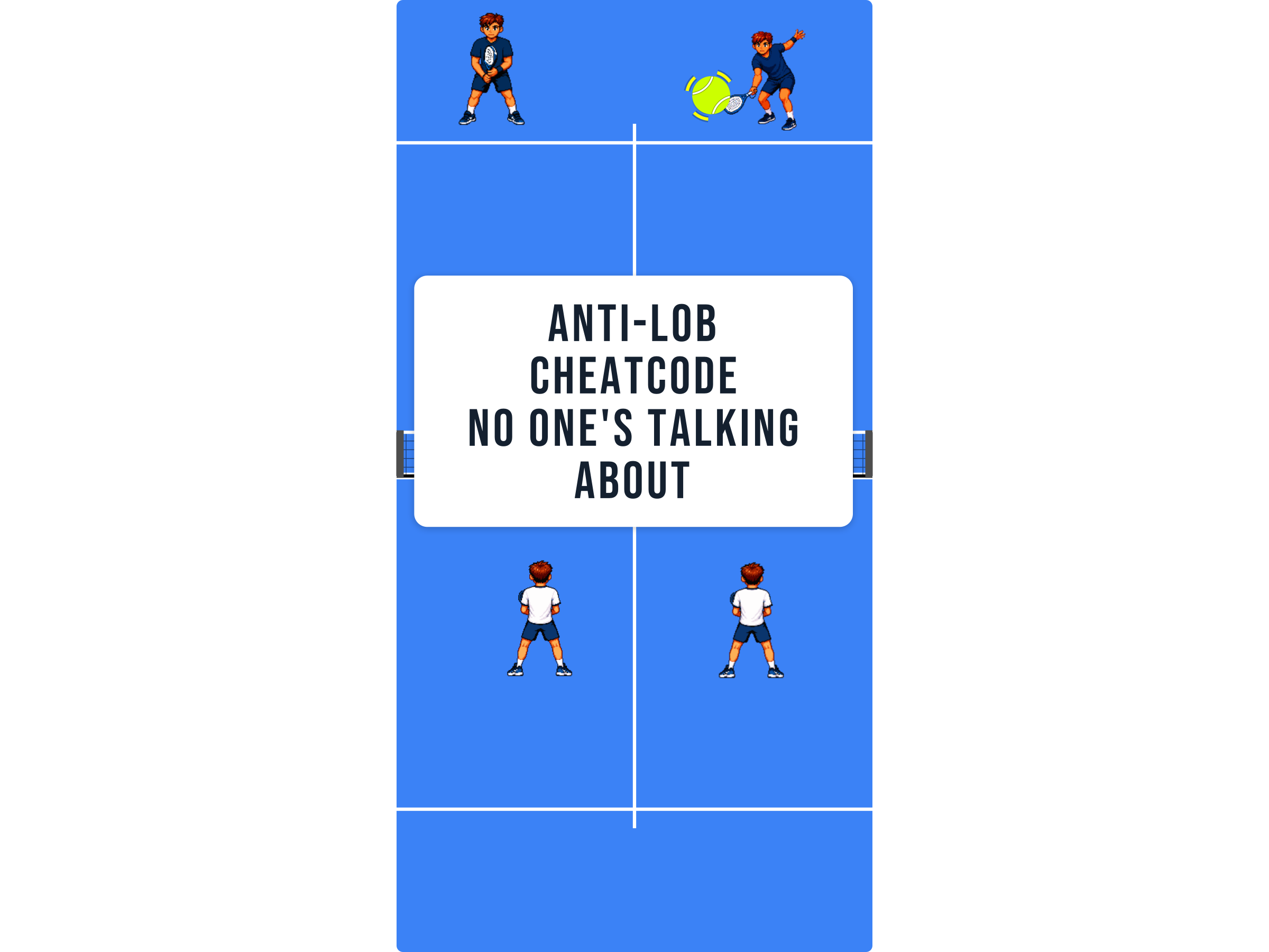 Padel court diagram showing a lob going up over the net players
