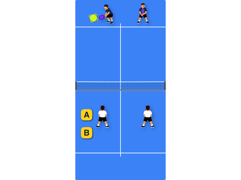 They lob you on every ball. Where should you stay at the net?